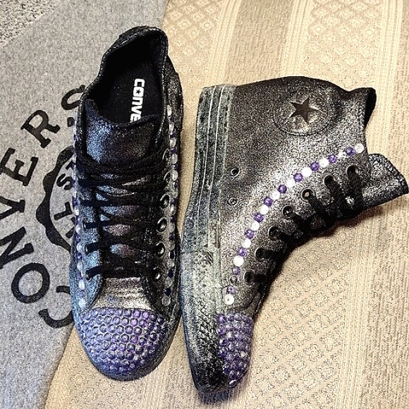 Converse Custom Made Leather Platform Hi Top Sneakers - Picture 1 of 16